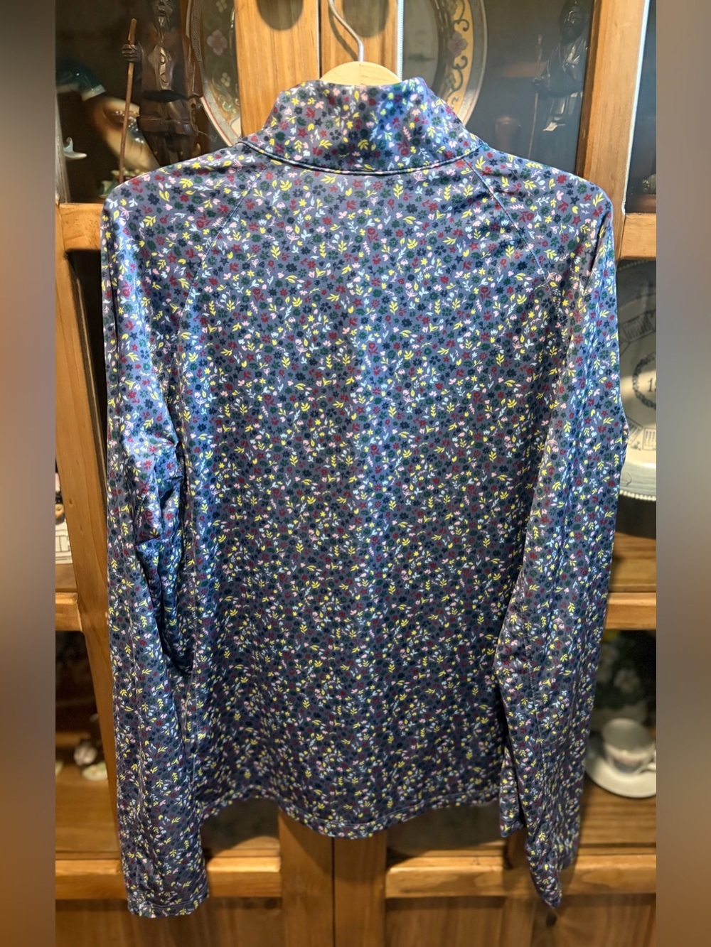 Lady Hagen Navy Floral Quarter-Zip Pullover Size Medium - Picture 4 of 7